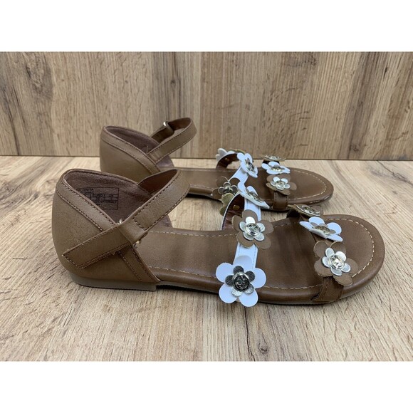 Michael Kors Toddler Girl Sandals Size 5 Brown Hook Loop Closure Casual Open Toe - Picture 2 of 16